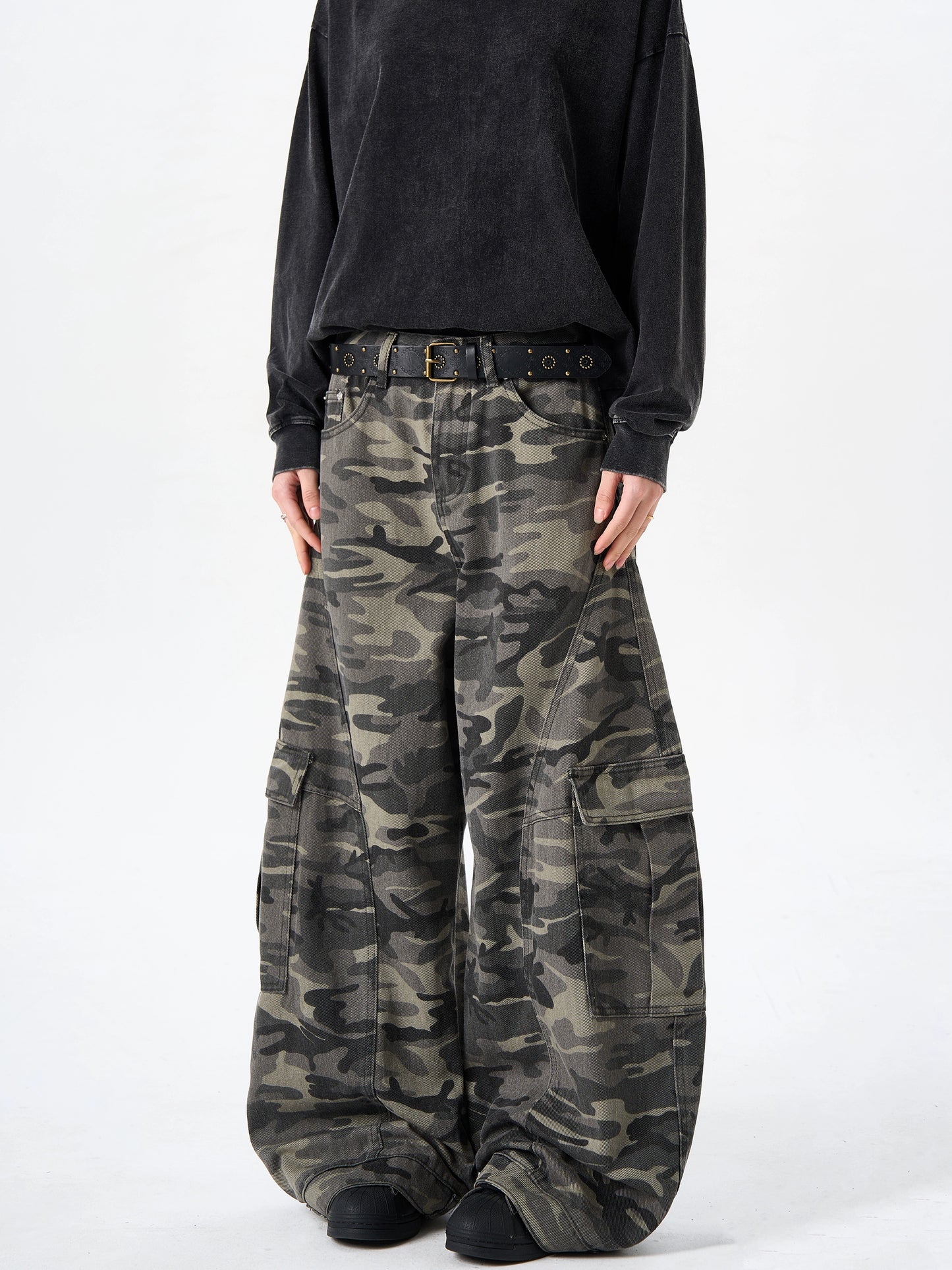 sd0016 迷彩ワイドレッグパンツ