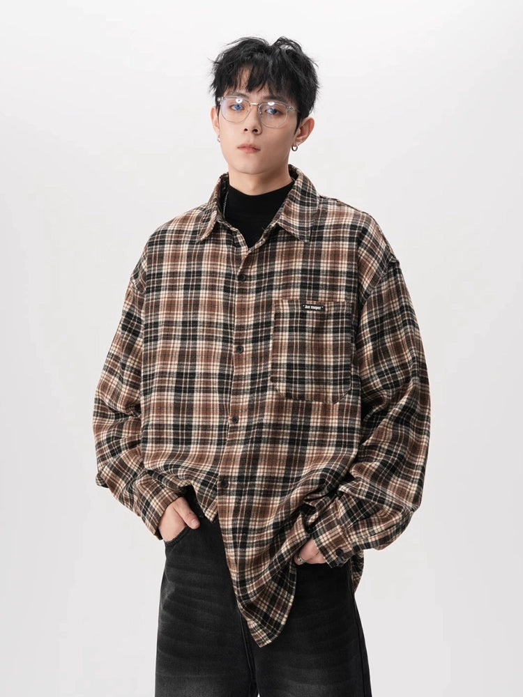 sd0063 レトロ起毛チェックシャツ