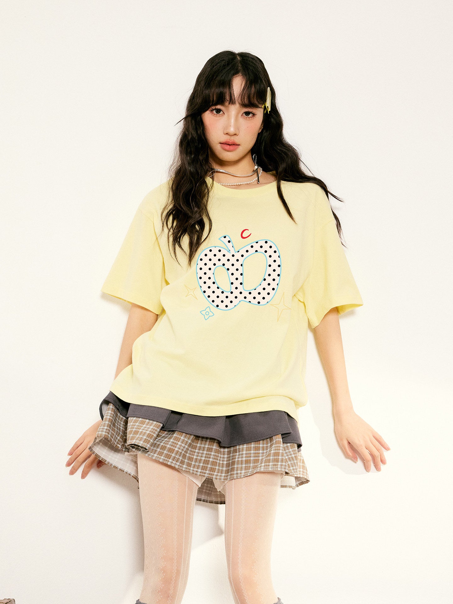 水玉リンゴ柄半袖T sd20260009