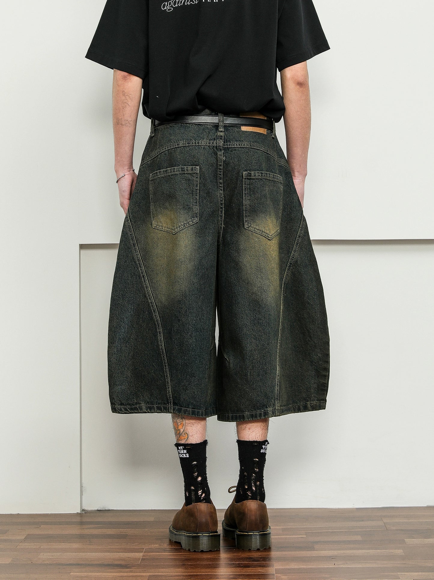 sd0002 レトロウォッシュドデニムクロップドパンツ