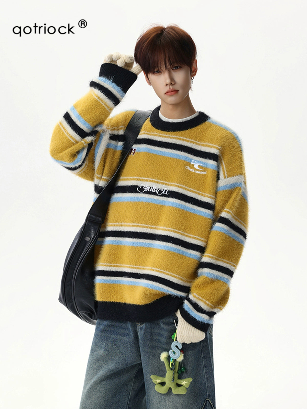 sd0060 フェイクファーボーダーカラーニット